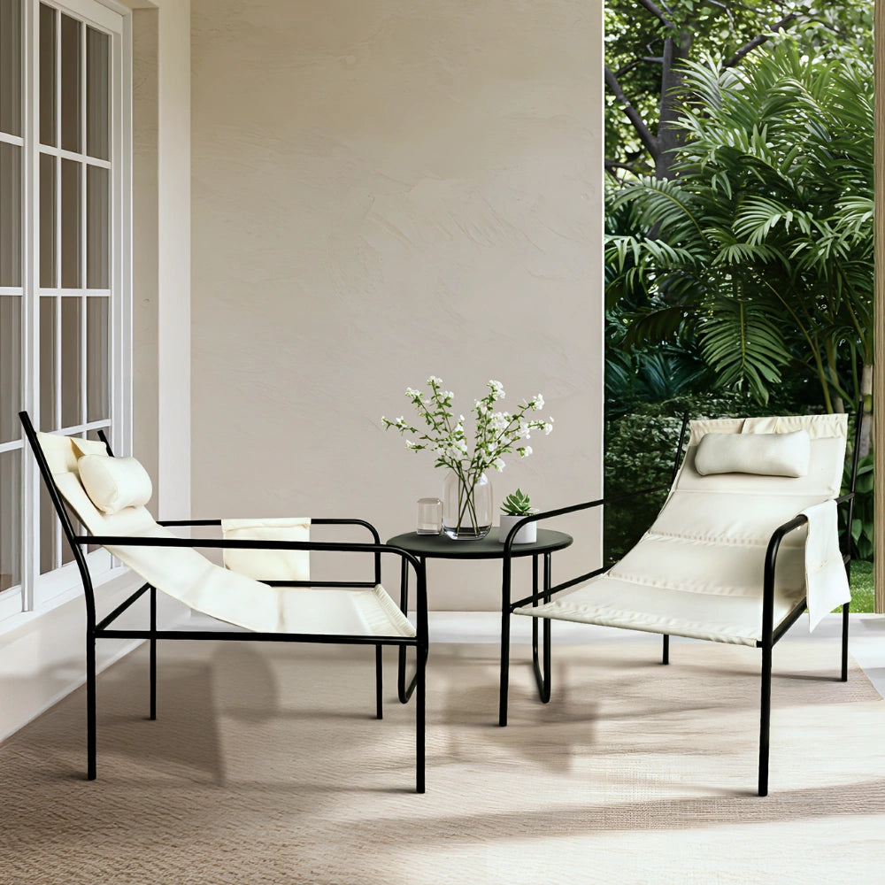 Modern outdoor furniture set with two chairs and a small table on a patio.

Outdoor set  
Outdoor furniture 
اطقم للحدائق 
اطقم للبلكونات 
Garden  furniture 
كراسي للمطاعم
Restaurant chairs