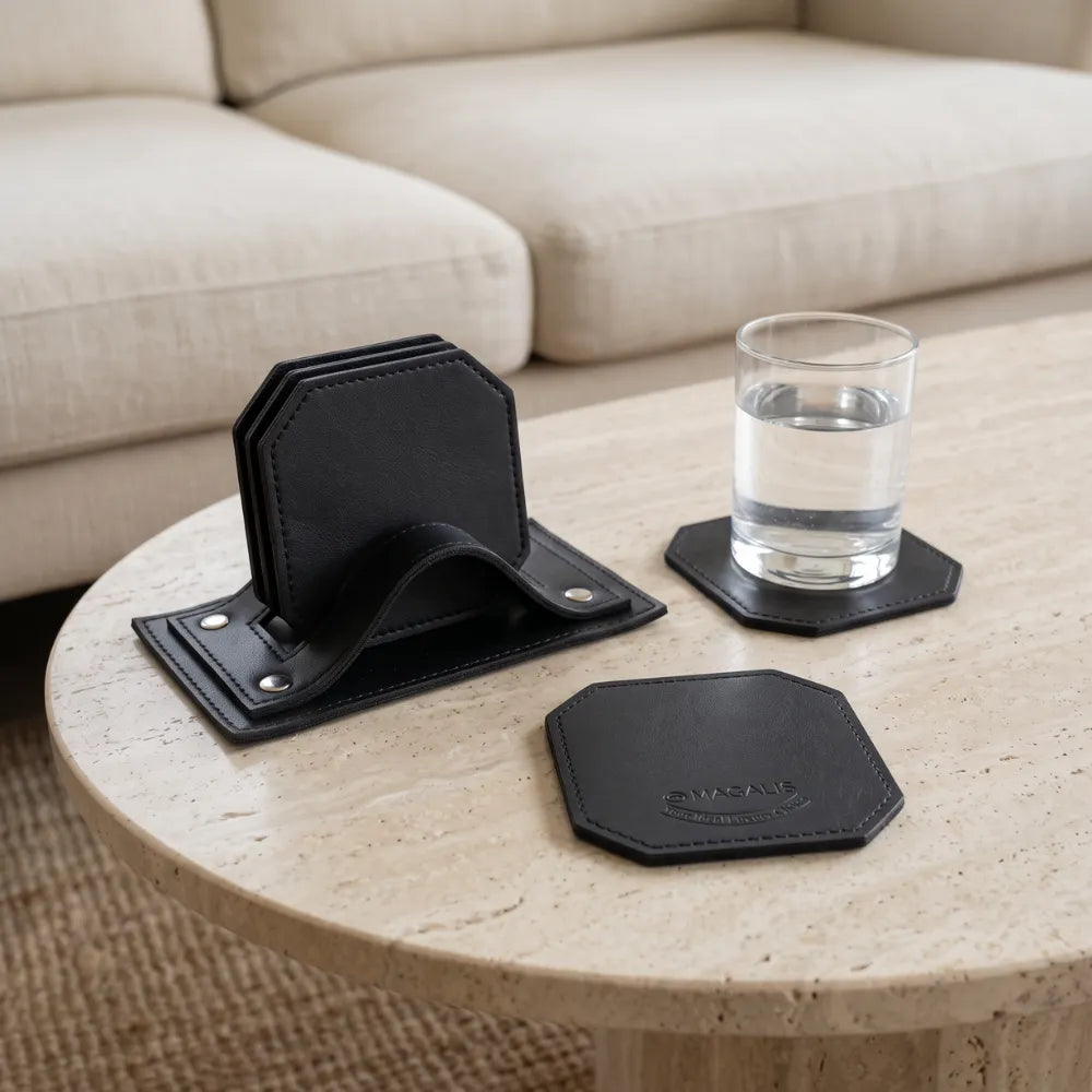 Octa Leather Coasters - ( Set of 5 )