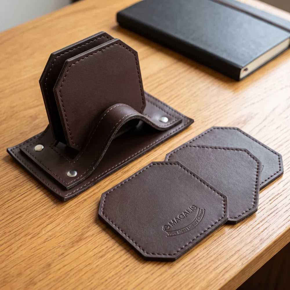 Octa Leather Coasters - ( Set of 5 )